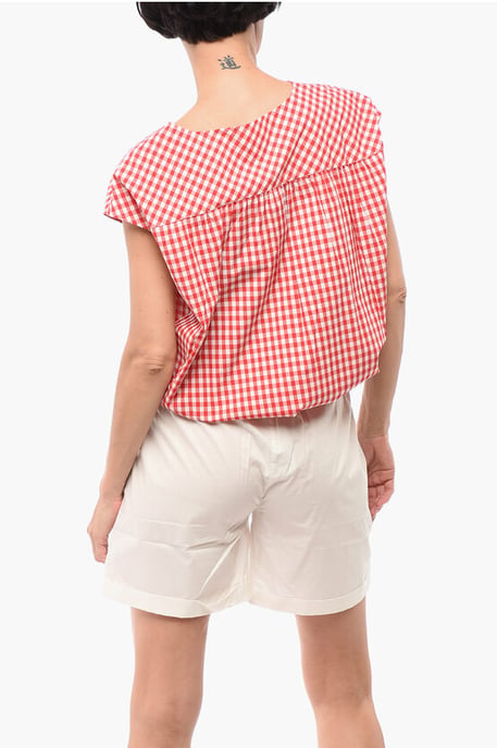 Buffalo Checked Two-Tone Blouse in Bianco, Rosso - Image 2