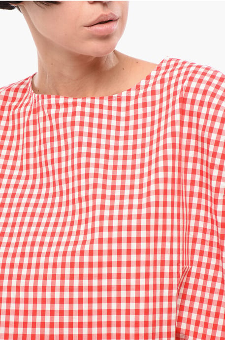 Buffalo Checked Two-Tone Blouse in Bianco, Rosso - Image 3