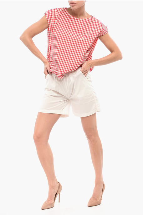 Buffalo Checked Two-Tone Blouse in Bianco, Rosso - Image 4