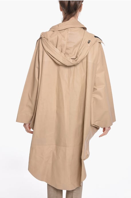 Beige läderregnjacka med fladdermusärm - Image 2