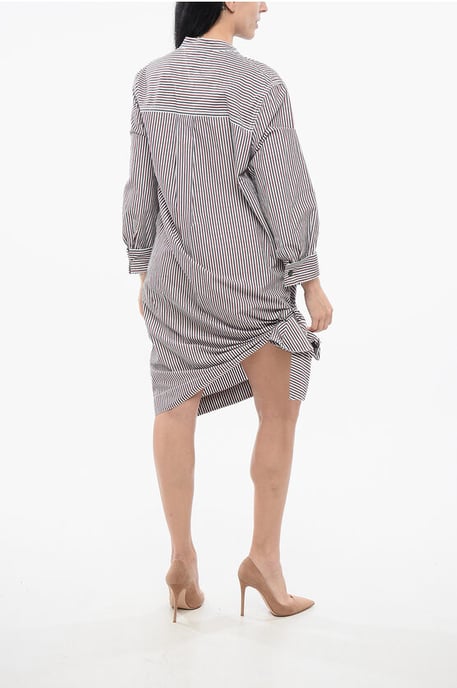 Striped Chemisier Dress with Knot Detail in Multicolor - Image 2
