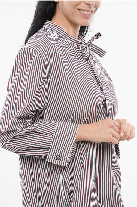Striped Chemisier Dress with Knot Detail in Multicolor - Image 3