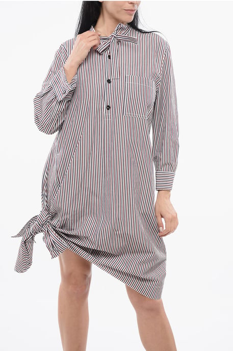 Striped Chemisier Dress with Knot Detail in Multicolor - Image 4