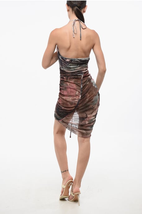 Draped Tulle Halterneck Dress in Multicolor - Image 2