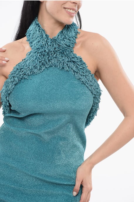 Blå halterneckklänning i lurex - Image 3