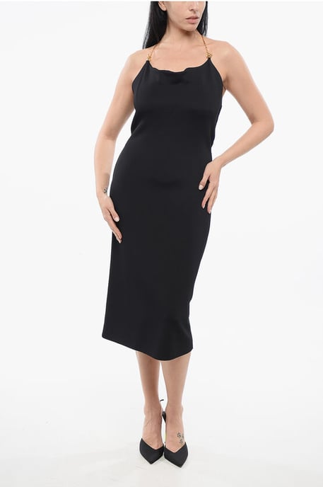 Viscose Dress with Metal Chain in Black - Image 1