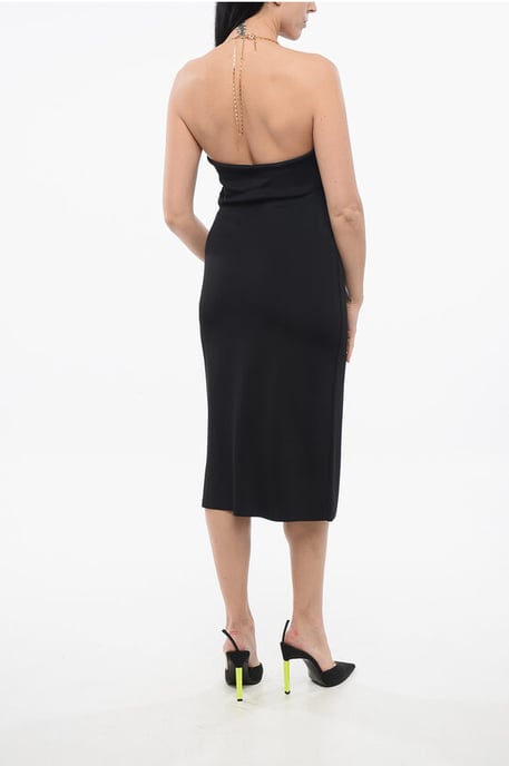 Viscose Dress with Metal Chain in Black - Image 2