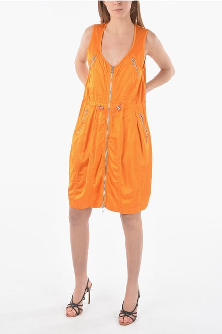 Orange miniklänning med dragkedja och stängning - Image 1
