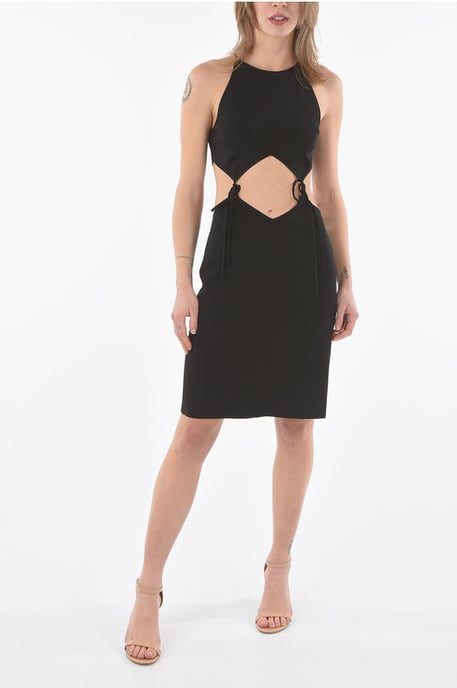 Mini Dress with Cut Out Detail with Laces in Black - Image 1