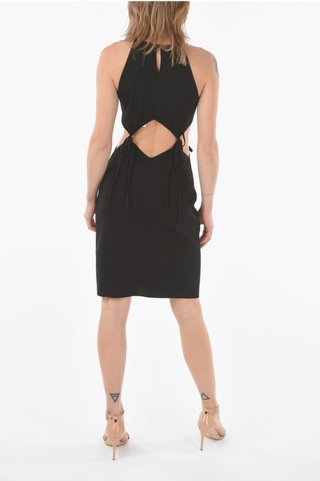Mini Dress with Cut Out Detail with Laces in Black - Image 2