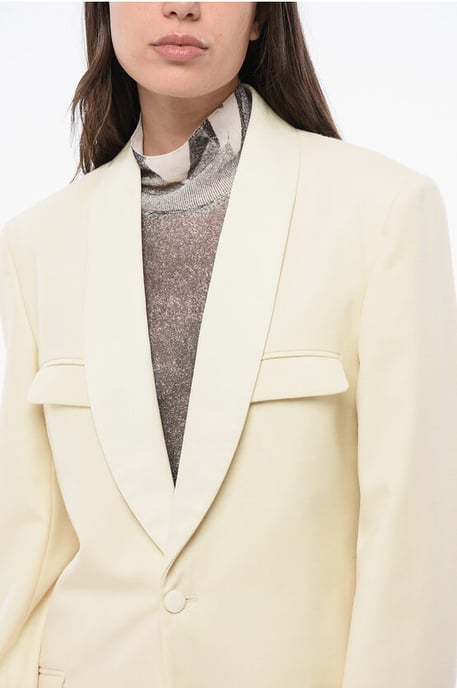 MM0 Wollen blazer met 2 knopen en klepzakken in beige - Image 3