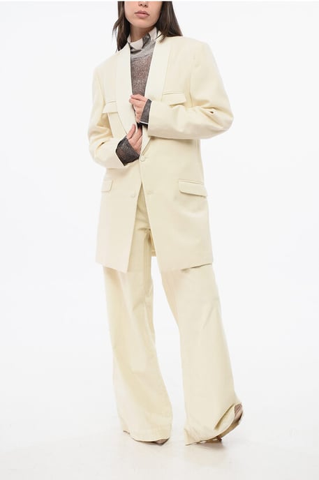 MM0 Wollen blazer met 2 knopen en klepzakken in beige - Image 4