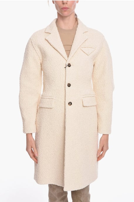 Stretch Cotton-bouclé Single-breasted Coat in White - Image 1