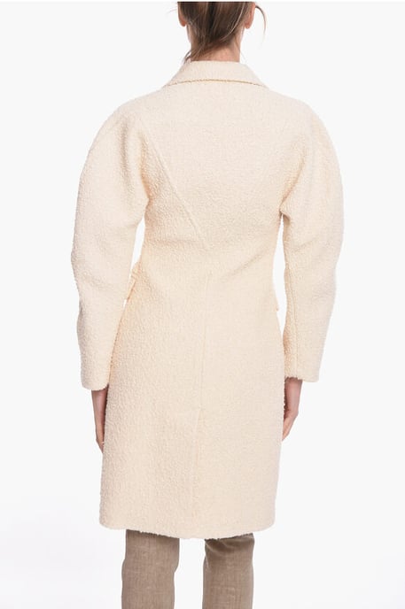 Stretch Cotton-bouclé Single-breasted Coat in White - Image 2