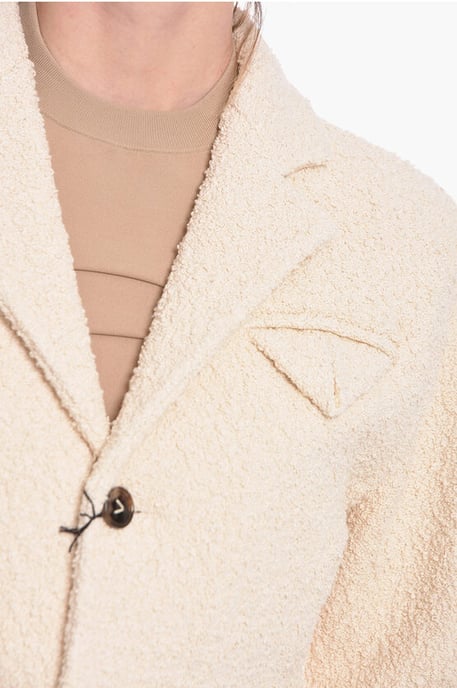 Stretch Cotton-bouclé Single-breasted Coat in White - Image 3