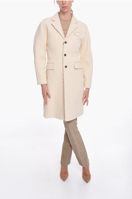 Stretch Cotton-bouclé Single-breasted Coat in White - Image 4