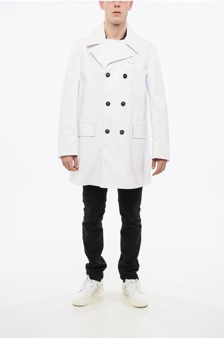 MM14 Waterdichte trenchcoat met fluwelen kraag in wit - Image 4