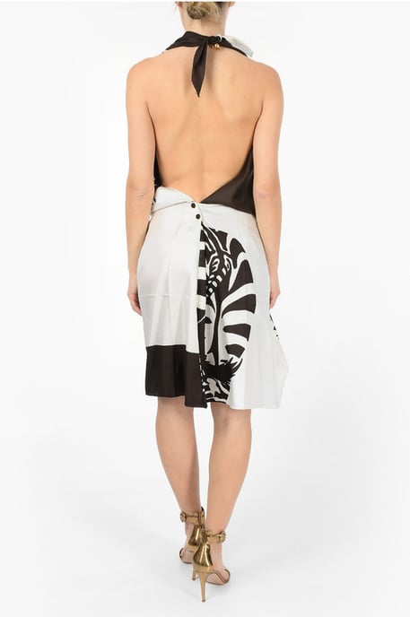 Draperad ZEBRA Halterneck-klänning i brunt - Image 2