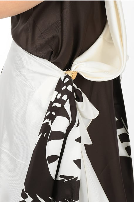 Draperad ZEBRA Halterneck-klänning i brunt - Image 3