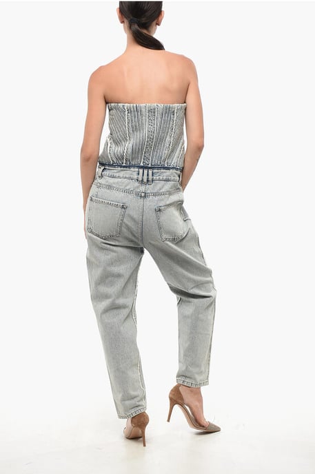 Sleeveless Denim Jumpsuit in Blue - Image 2