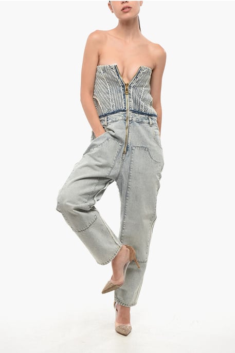 Sleeveless Denim Jumpsuit in Blue - Image 4