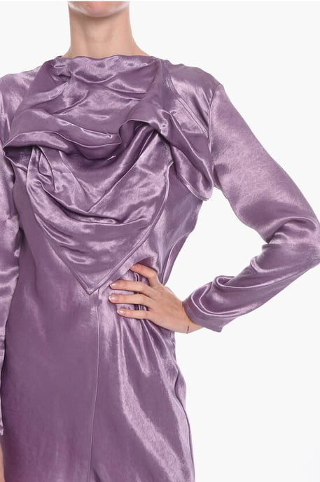Satin BANDANA Midi Dress in Violet - Image 3