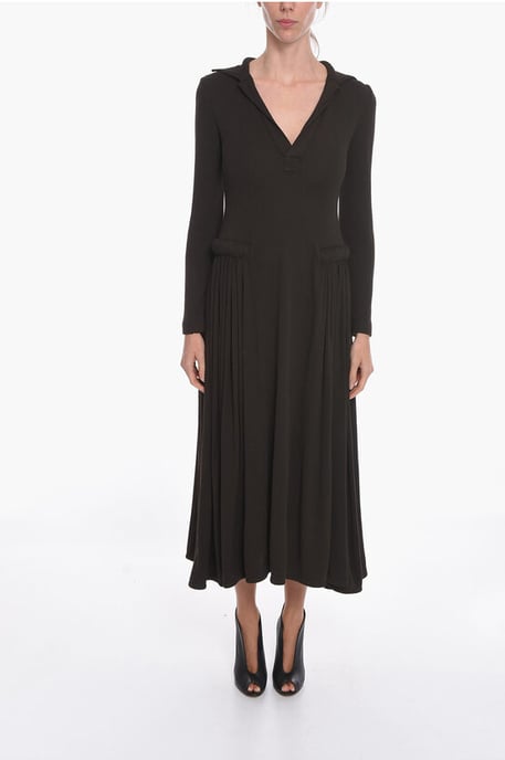 SALON 01 Jersey Long-sleeved Maxi Dress in Brown - Image 1