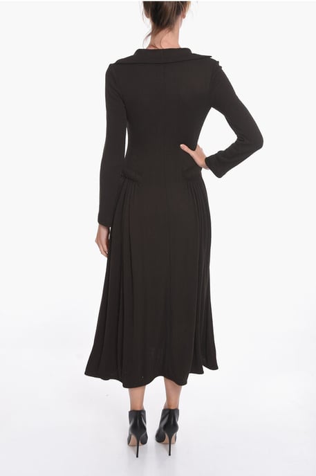SALON 01 Jersey Long-sleeved Maxi Dress in Brown - Image 2