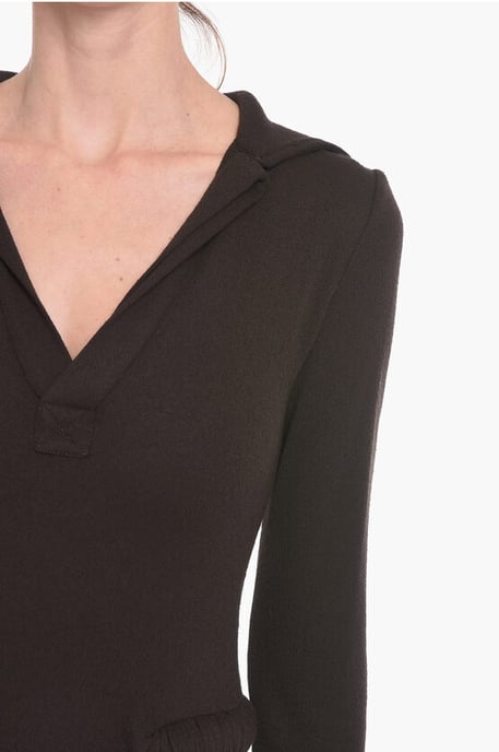 SALON 01 Jersey Long-sleeved Maxi Dress in Brown - Image 3