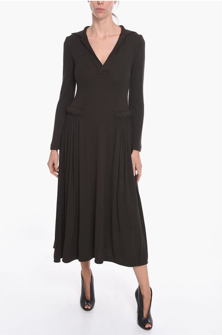 SALON 01 Jersey Long-sleeved Maxi Dress in Brown - Image 4