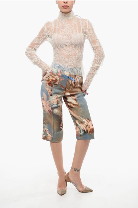 Long Sleeved See-Through Lace Top with Zip Closure in White - Image 4