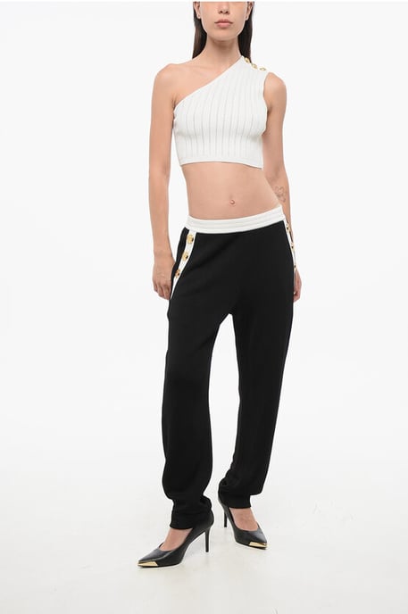 Ribbed One-Shoulder Crop Top in White - Image 4