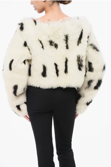 Off-Shoulder Eco-fur Top in White - Image 2