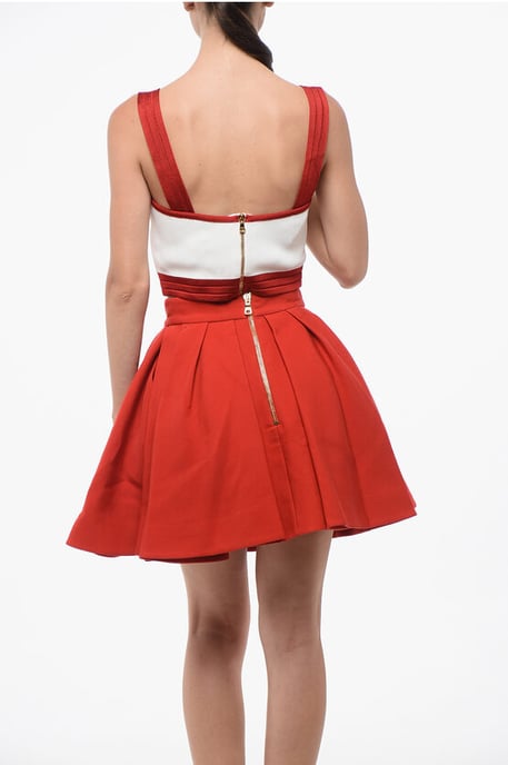 Gebreide crop top met logoknopen in Bianco, Rosso - Image 2