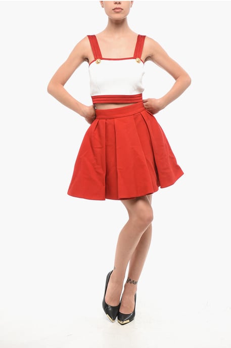 Gebreide crop top met logoknopen in Bianco, Rosso - Image 4