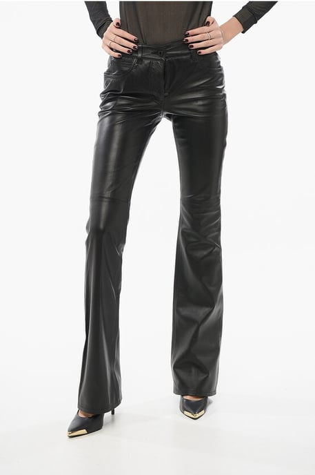 Leather Flared Pants in Black - Image 1