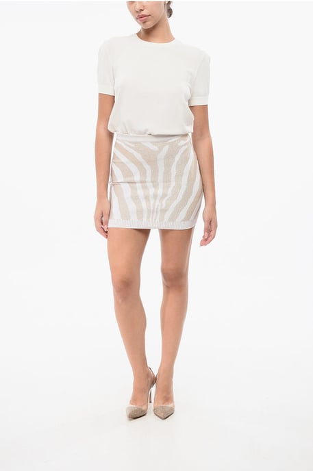 Lurex ZEBRA Miniskirt with Back Zip in Gold - Image 4