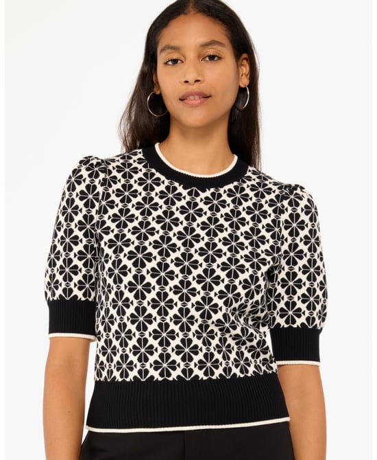 Spade Flower Puff Sleeve Sweater - Image 1