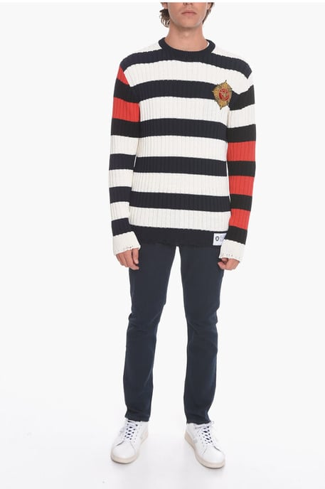Awning Striped EMBLEM Pullover with Patch in Multicolor - Image 4
