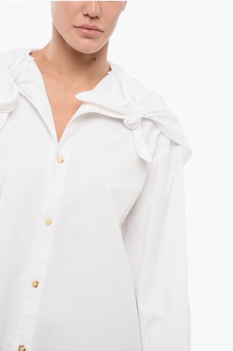 Oversized Shirt with Tied Detailing in White - Image 3