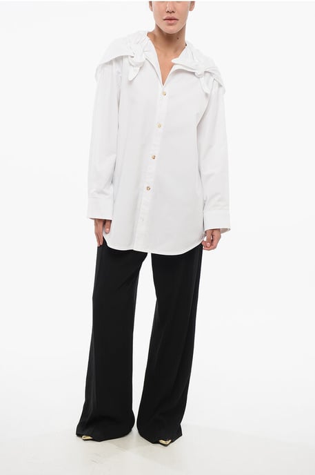 Oversized Shirt with Tied Detailing in White - Image 4