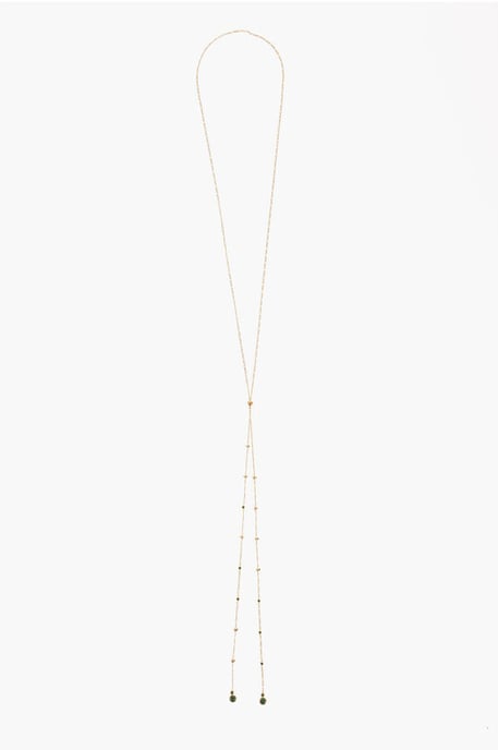 Gold Color Silver Necklace with Stone Pendants in Gold - Image 1
