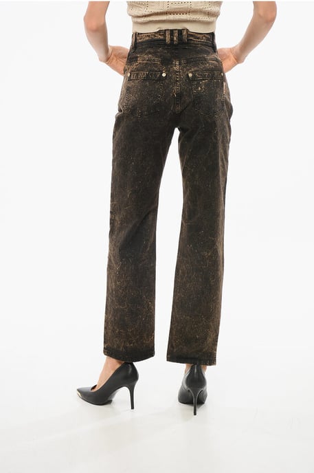 Raka jeans med syratvätteffekt, 18 cm i brunt, svart - Image 2