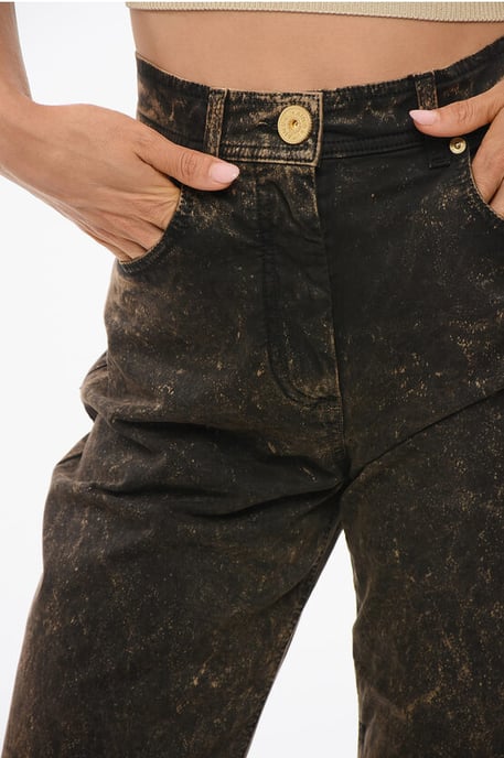 Raka jeans med syratvätteffekt, 18 cm i brunt, svart - Image 3