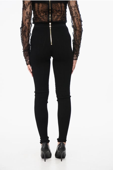 Gebreide legging met ritsdetail in zwart - Image 2