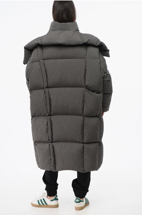 MM6 Quilted Maxi Down Jacket with Removable Hood in Gray - Image 2