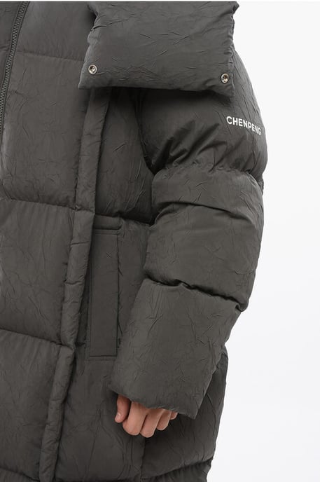 MM6 Quilted Maxi Dunjacka med Avtagbar Huva i Grå - Image 3