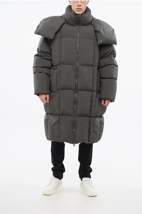MM6 Quilted Maxi Dunjacka med Avtagbar Huva i Grå - Image 4