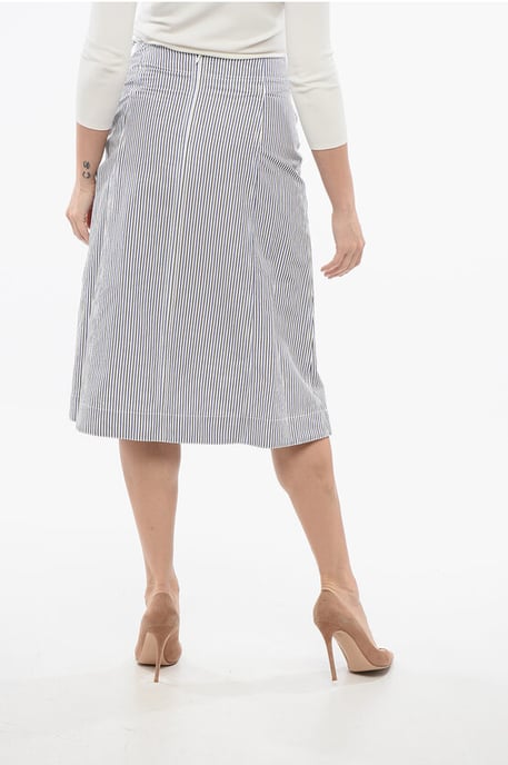 Striped Skirt with Knot Detail in Blue - Image 2
