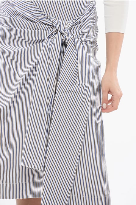 Striped Skirt with Knot Detail in Blue - Image 3